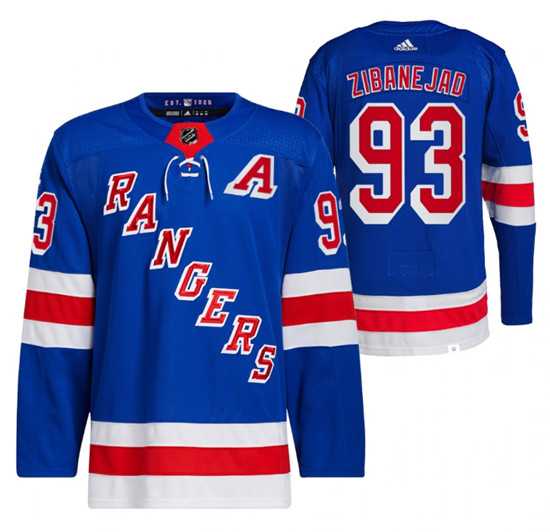 Mens New York Rangers #93 Mika Zibanejad Blue Stitched Jersey Dzhi